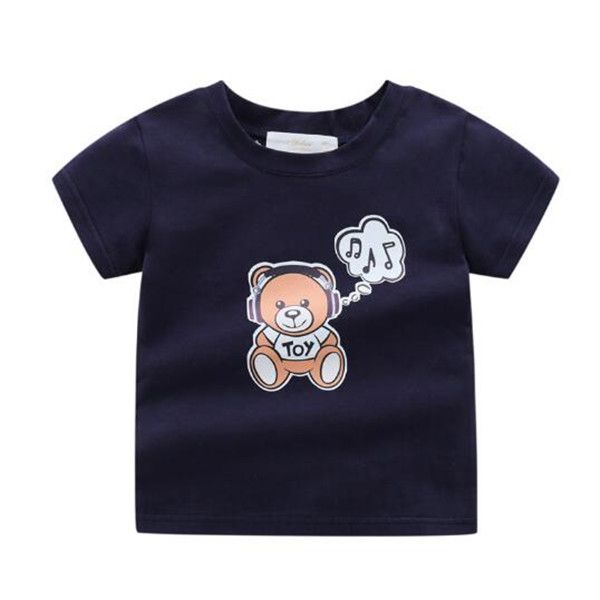 Yaz Saf Pamuk T-shirt Nefes Rahat Bebek Giysileri 2022 Yeni çocuk Giyim O-Boyun Kısa Rahat Karikatür T Gömlek Erkek Tops
