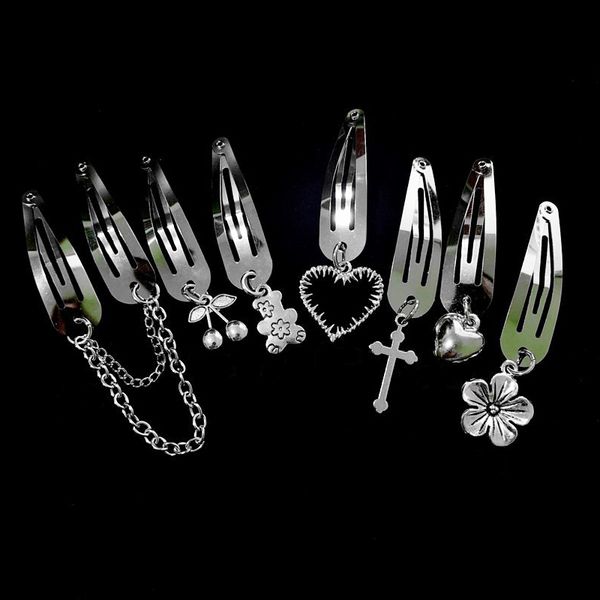 New Harajuku Silver Metal Metal Metal Cherry Hair Pins Clip for Women Girl Punk Cool Cool Vintage Hair Acessórios Jóias de moda