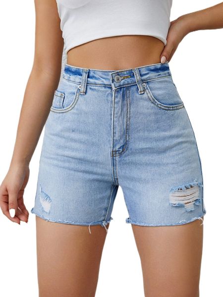 

r.ipped r.aw cut d.enim shorts q2gk#, White;black