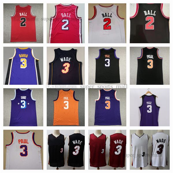 

basketball jerseys jayson ball anthony lonzo davis chris dwyane pau wade lamelo stitched jersey mens s-xxl, Black;red