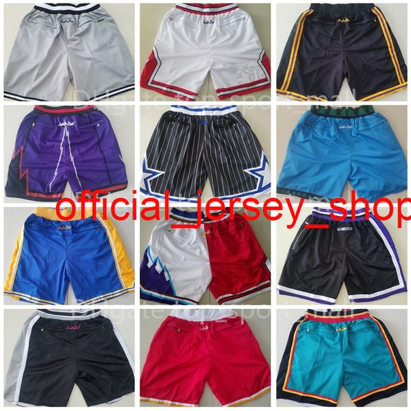 Erkekler Takım Basketbol Kısa Just Şort Don Sport Wear Pocket Fermuper Sweetpants Pant Pantolon Mavi Beyaz Siyah Kırmızı Mor Dikiş İyi Hip Hop Boyut