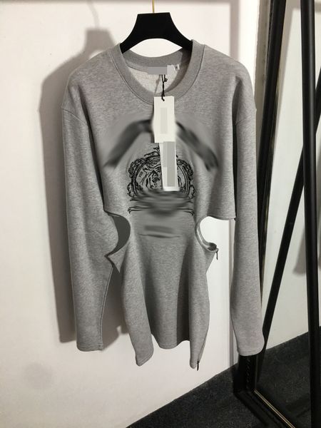 

326 2022 summer runway dress brand same style dress long sleeve crew neck gray womens clothes luxury fashion meiyi, Black