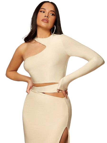 

asymmetrical neck cut out q4bt#, White