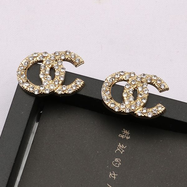 

fashion sweet 18k gold plated letters stud 925 silver luxury brand designers geometric famous women round crystal rhinestone pearl earring w, Golden;silver