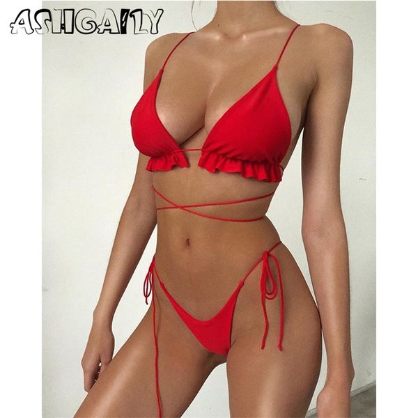 

2020 new brazilian bikinis swimwear women swimsuit halter bikini set beach bathing suits swim wear summer biquini t200708, White;black
