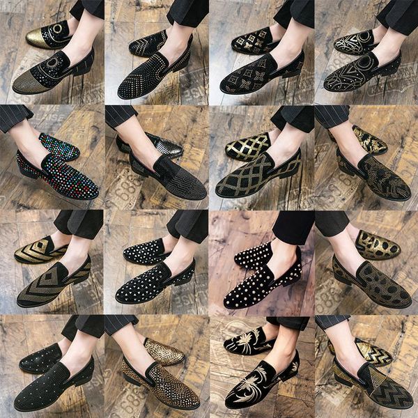 

rhinestone luxury brand male fashion casual comfortable flats men designer dress shoes business formal party wedding footwear shoe size 38-4, Black