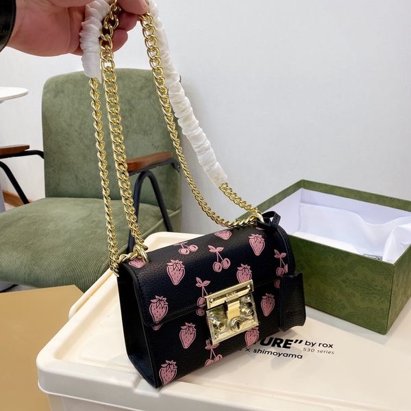 

designers [ready stock]printing cherry woc chain portable shoulder bags luxury bags, Black;red