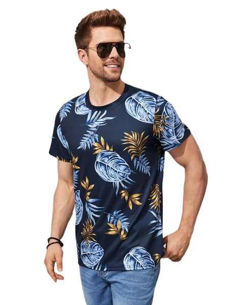 

men tropical print tee p57k#, White;black