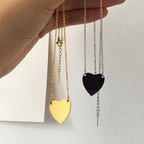 

pendants gold love jewelry necklace fashion silver plated letter simple heart titanium valentine's day lovers chain jewelry wedding, Red;brown