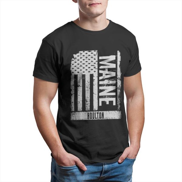 Camisetas masculinas Houlton Maine Casais Combinando punk tops fofos 4xl 5xl 6xl plus size roupas 27963