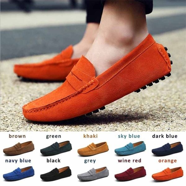 

men casual shoes fashion genuine leather loafers moccasins slip on s flats male driving 220718, Black;white