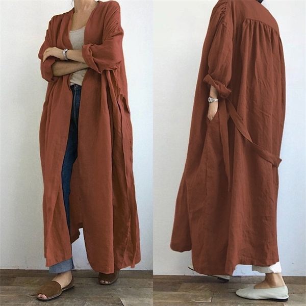 

women's casual blouse zanzea 2020 elegant autumn cotton long cardigan long sleeve coats female solid blusas oversized tunic t200828, White
