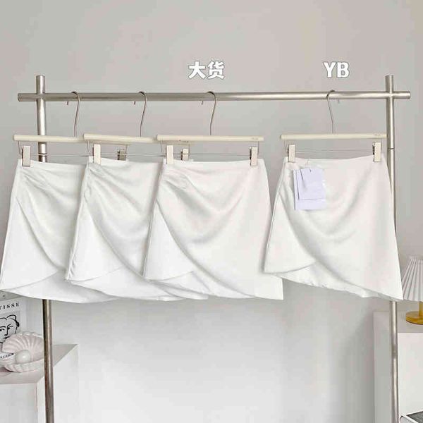 

skirts byyou spring white temperament high waist satin skirt women's design sense irregular slim a-line short ahr1, Black