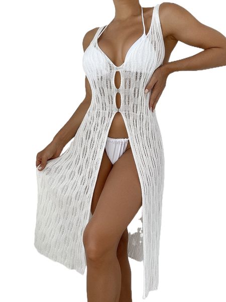 

cut out high split cover up without bikini d7h3#, White;black