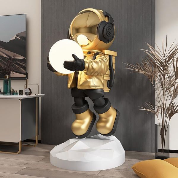 Oggetti decorativi Figurine Decorazioni per la casa moderne 80 cm Statua dell'astronauta FRP Artigianato Creativo Corridoio Luce Interni Grande decorazione del pavimento Alta