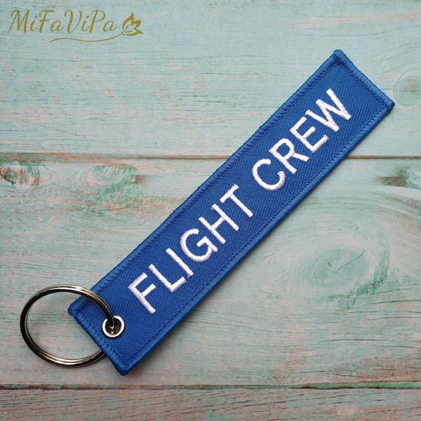 Chaveiros Mifavipa Blue Voo Tripulação Keychain Moda Moda Telefone Cinta Preto Bordado Cessna Corrente chave para anel de presente de aviação 1 pc