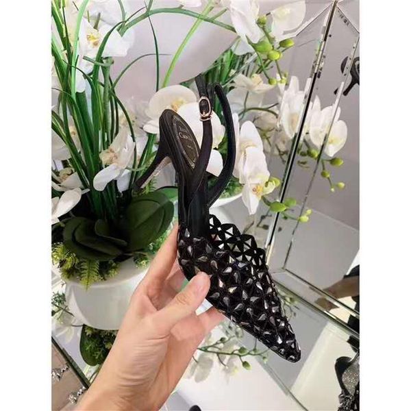 

official quality rene caovilla shoes new release crystal weave sheepskin pointed toe 75mm high heel lace rene caovilla sandals228y, Black
