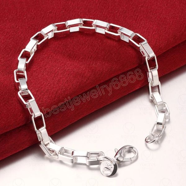 Bracciale a catena in argento sterling 925 grande lungo 5 mm per donna, uomo, matrimonio, festa di fidanzamento, gioielli di moda