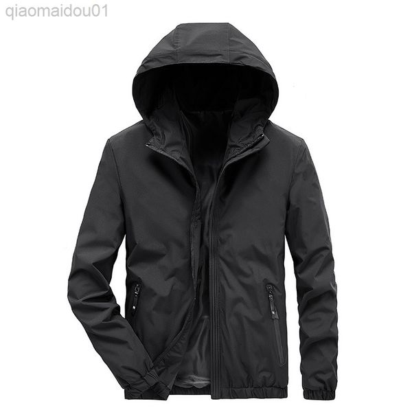 

casual thin light black hooded jacket men long sleeve jacket boy outerwear slim spring windbreaker male zip up jacket oversized 4xl l220726, Black;brown