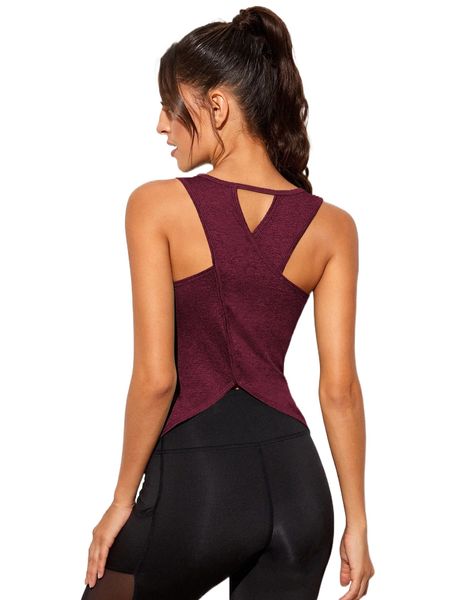 

cut out back solid sports tank v2ds#, Gray