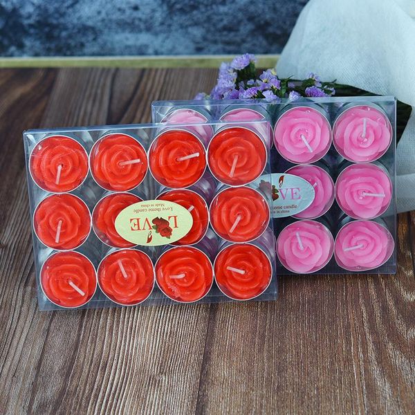 Portacandele Candele con rose in scatola Compleanno San Valentino Confessione a forma di tè Cera Olio per matrimoni Candele senza fumoCandela CandelaCandela