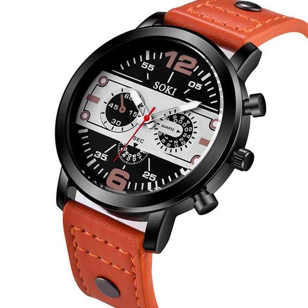 

designer clock 2022 vintage classic watch men watches stainless steel waterproof date leather strap sport quartz army relogio masculino relo, Slivery;brown