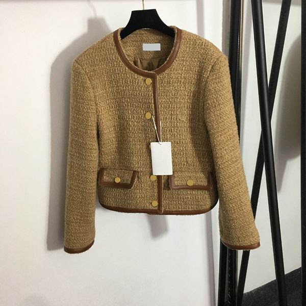 

tweed woven womens jacket vintage long sleeve coats winter autumn fashion street style coat, Black