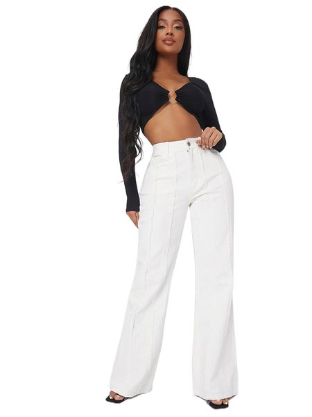 

sxy high waisted solid stitching wide leg jeans r5dn#, Blue