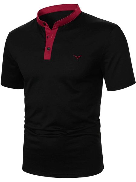 

men bird embroidered contrast trim polo shirt h4ww#, White;black