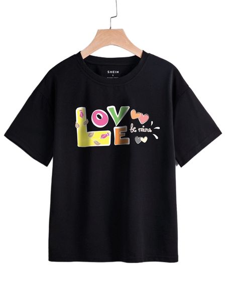 

heart & letter graphic tee a88h#, White
