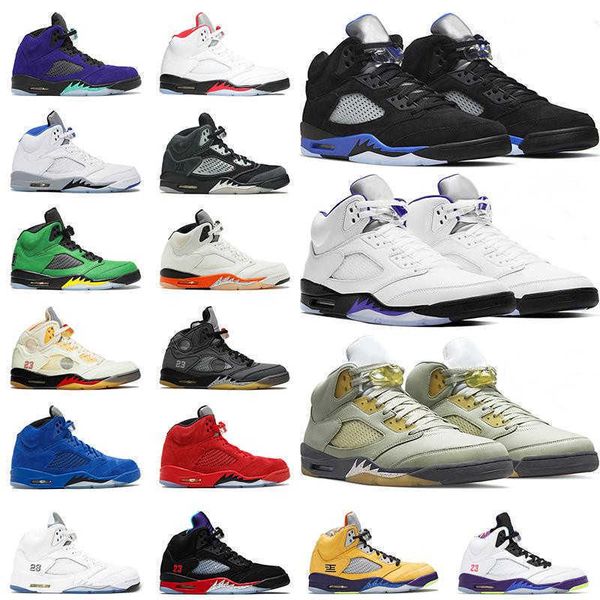 

2022 men basketball shoes 5s concord racer blue jade horizon fire red sail what the white cement oreo moonlight raging bull red alternate, Black