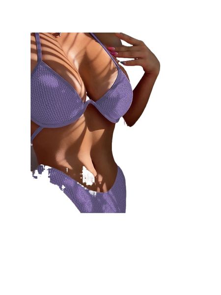 

textured underwire halter bikini swimsuit d0ei#, White;black