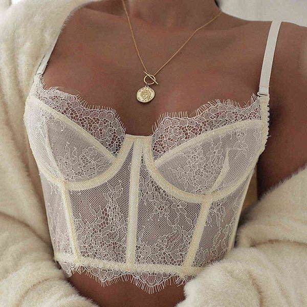 Sexy transparente encaje talladora sujetador ropa interior de mujer bordado bralette correa ajustable ultrafino sexy top señoras lencería T220726