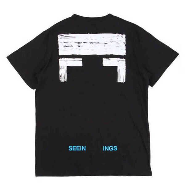 

fashion classic brand mens t shirts offs summer designer women loose tees quality t-shirt letter arrow oil painting black white tshirts lux, White;black