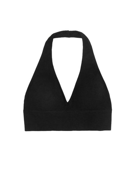 

luvlette seamless rib padded halter bralette j6lb#, Black;red