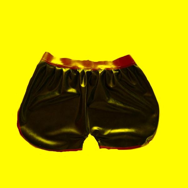 MUITOPANTES LATEX UNISSISEX Black Boxer Shorts com Roupa Red de Coloque Roupa 0,4 mm XXS-XXLunderpants
