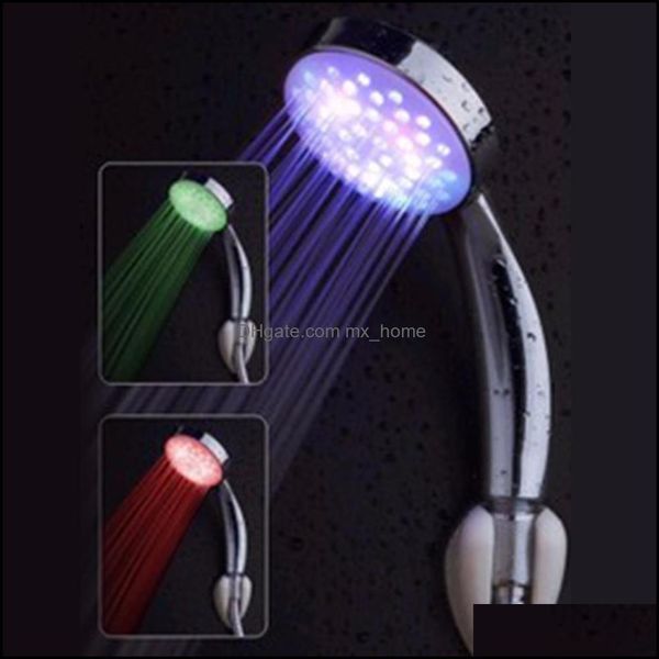 Romantische matische 7 Farb LED -Leuchten mit Duschkopf für Badezimmer Drop Lieferung 2021 Köpfe Wasserhähnen Duschen Accs Home Garden P5vtk