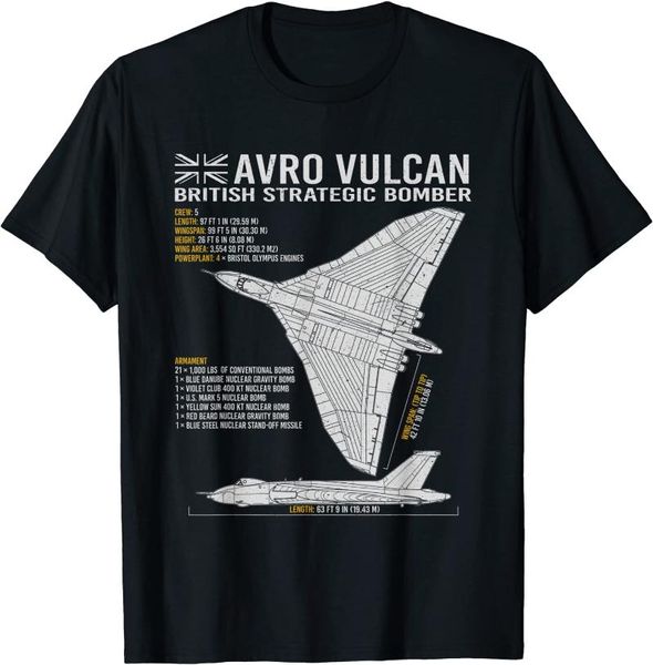 T-shirt da uomo Vulcan Bomber RAF Aereo Aereo Aereo da guerra Progetto T-shirt Manica corta Casual Cotone O-Collo T-shirt estive