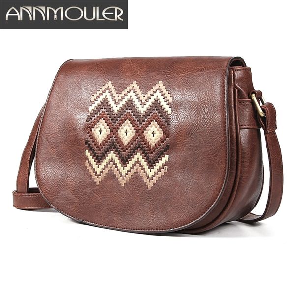 

annmouler fashion shoulder vintage women handbag embroidery messenger quality small for girls crossbody bag 220722