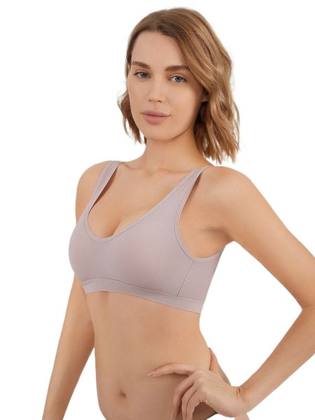 

ribbed knit wireless bra r49m#, Black;red