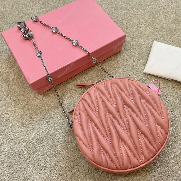 

3 colors leather crossbody fashion designer shoulder bags circular cross body pink coin purses women wallets chains handbags shopping handba