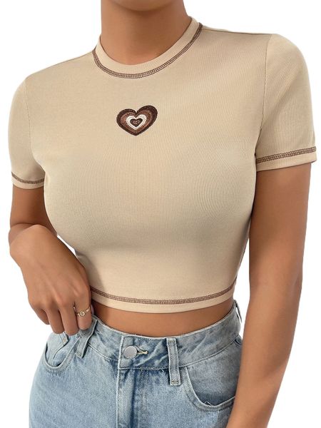 

contrast stitch heart embroidery j2ab#, White