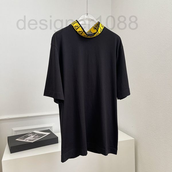 

women's hoodies & sweatshirts designer correct version fd home 22ss new high collar jacquard letter men's and women's short s, Black