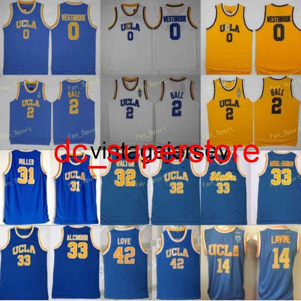 Maglie UCLA Bruins College Basket Russell Westbrook 0 Lonzo Ball 2 Zach LaVine 14 Kevin Love 42 Reggie Miller