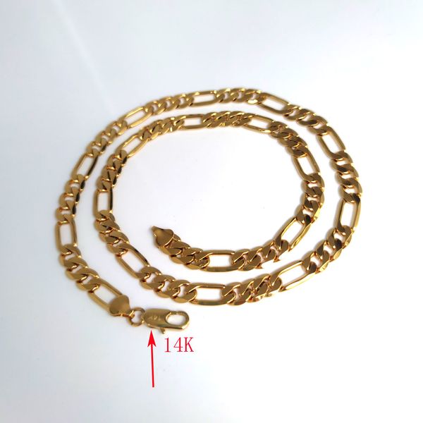 

14k italian figaro link chain necklace 8mm stamp gold plated 24inch, Silver