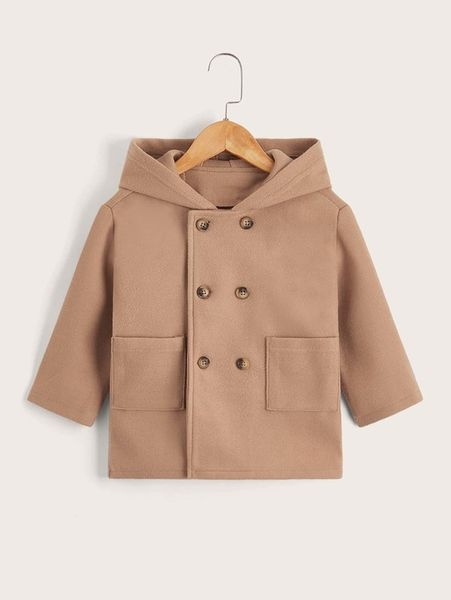 

toddler boys dual pocket double breasted hooded overcoat she, Blue;gray