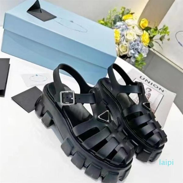 

designer sandals slides women summer loafers muller beach platform gear hollow braided toe roma shoes224b, Black
