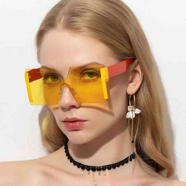 

designer cycle luxurious fashion sunglasses for woman mens frameless side cut square large frame round face spring and summer, White;black