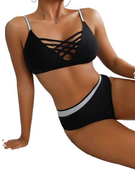 

sparkly glitter strap bikini swimsuit f6xq#, White;black