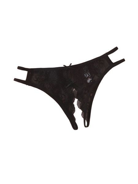 

floral lace crotchless panty l2ah#, Black;red